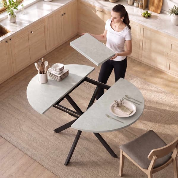 Utdragbart matbord för 4–6 personer, grå industriell stil
