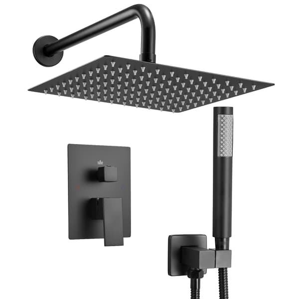 Regnbrusersystem, 25 cm firkantet brusehoved, håndholdt, matsort