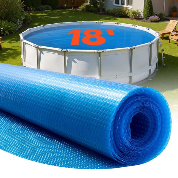 Solcellsöverdrag för pool, 5,5 m runt PE-bubbeltäcke (16 mil)