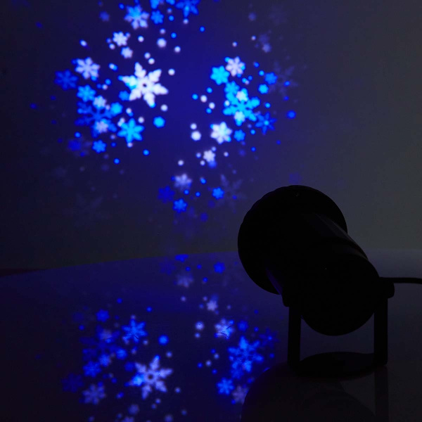 Dekorativt Lys | LED-snefnug-projektor | Hvide og blå iskrystaller | Indendørs eller udendørs