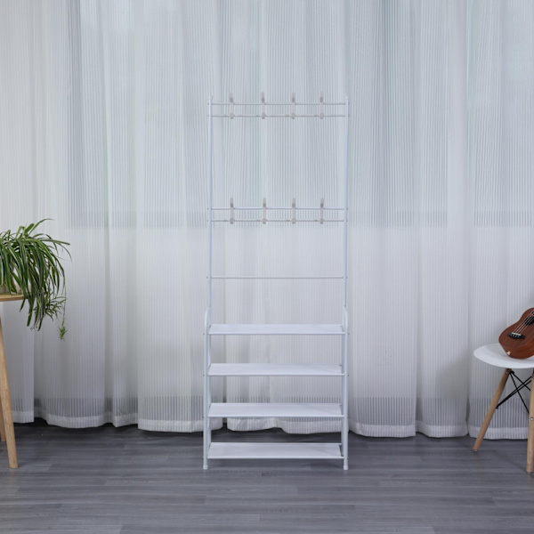 Herzberg 4-trins entré knagerække og opbevaringsstativ i gangen - 60x153 cm