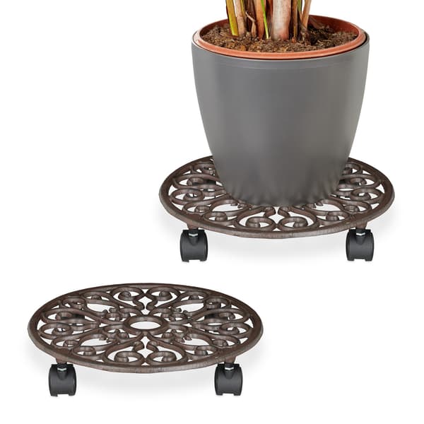 Plant Caddy -setti pyörillä – valurauta, 2 kpl