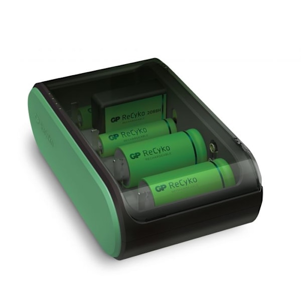 Batteriladdare universal GP. För AA / AAA / 9V / C / D (USB) Grön