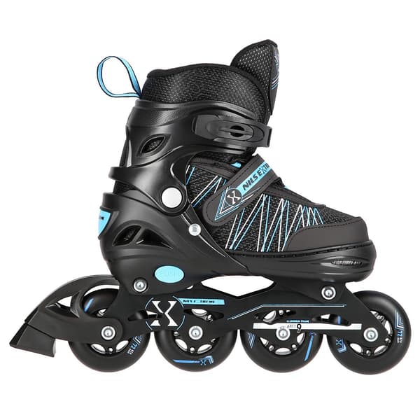 2-i-1 inline & skøjter, sort/blå, størrelse 31-34