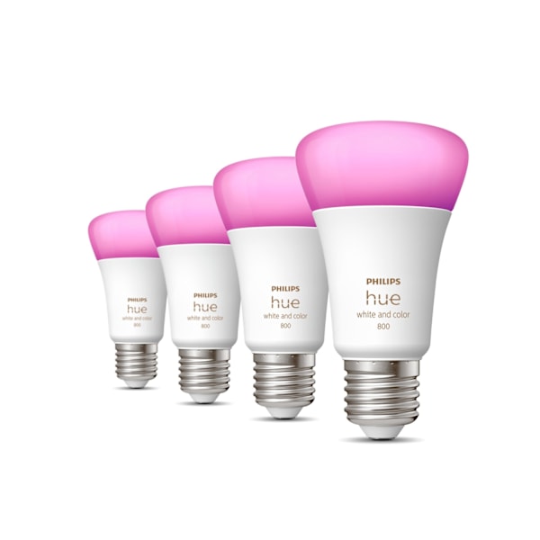 Philips Hue White and Color Ambiance Smart LED-pærer 6,5W A60 E27 (4-pak)