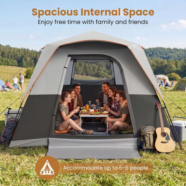 6 hengen pikateltta Rainfly-suojalla – oranssi/harmaa