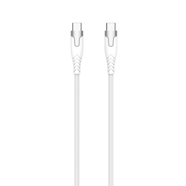 GEAR Kevlar kabel PRO USB-C til USB-C 2.0 1,5 m Kevlar kabel med Metalhus Hvid