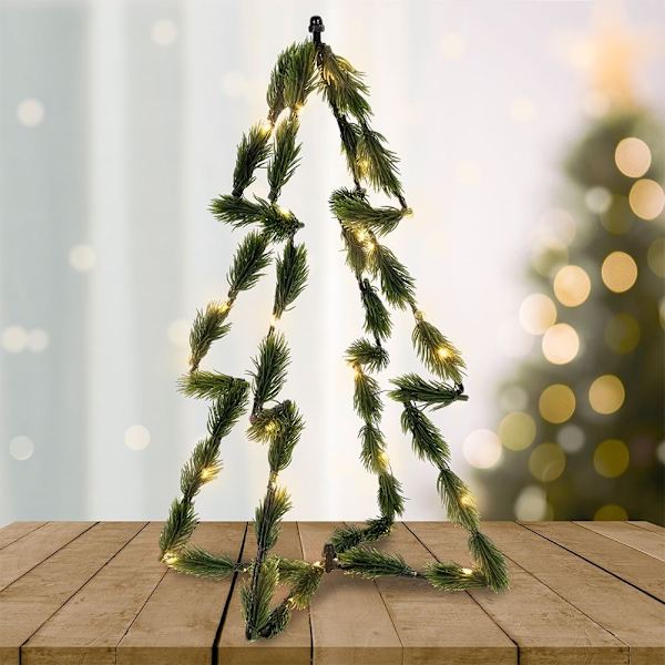 3D-julgran 40 cm med 30 LED-lampor, grön färg