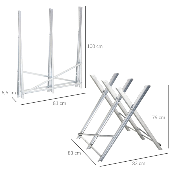 Moottorisaha sahahevonen taitettava sahan runko polttopuille hopea metalli 83 x 83 x 79 cm