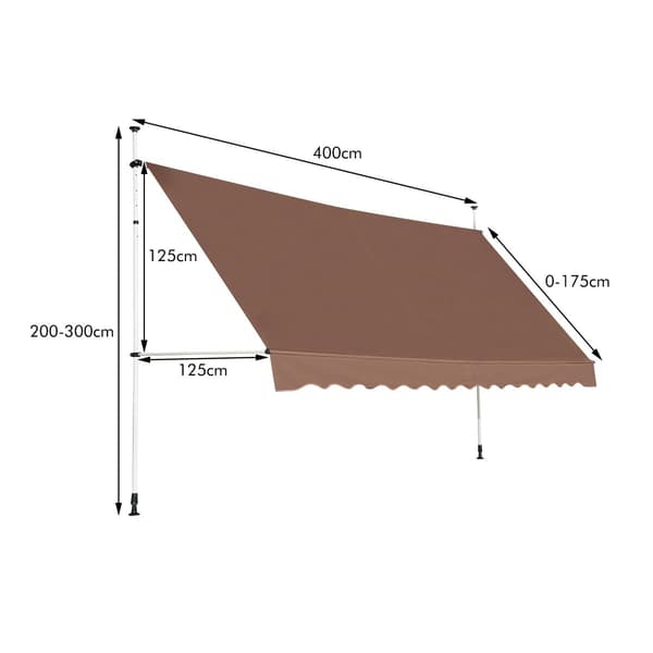 Utdragbar balkongmarkis, 400 cm, UV-resistent, justerbar