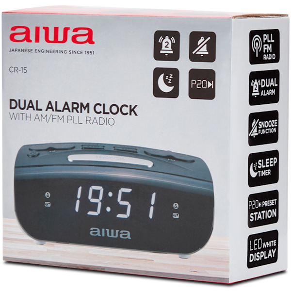 Clockradio med dobbelte alarmer