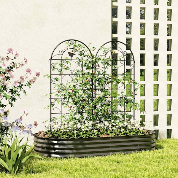 Metallspaljé Set med 2 för pluggning av rostfri spaljé med fågeldesign för klätterväxter 50 x 120 cm Spaljé för krukväxter Plant spaljé för tomater Bl