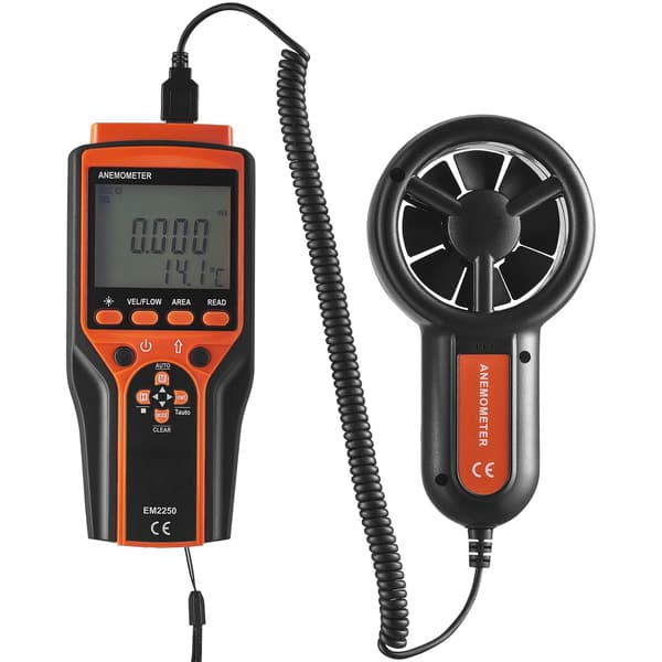Håndholdt anemometer med delt vinge, CFM, 14-140F, baggrundsbelyst