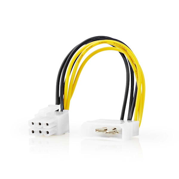 Sisäinen Virtakaapeli | Molex uros | PCI Express uros | Kullattu | 0.20 m | Pyöreä | PVC | Keltainen / Musta | Kirjekuori
