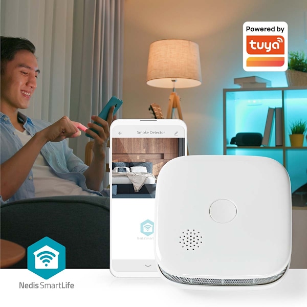 SmartLife Røgdetektor | Wi-Fi | Batteridrevet | Sensorens livscyklus: 10 år | EN 14604 | Maks. batterilevetid: 24 måneder | 85 dB | Hvid | 3 stk