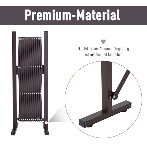 Aurinkoinen Saksiportti, Jatkettava Este, 35-300 Cm, Ihanteellinen Puutarhaan, Alumiini, Ruskea, K103,5 Cm