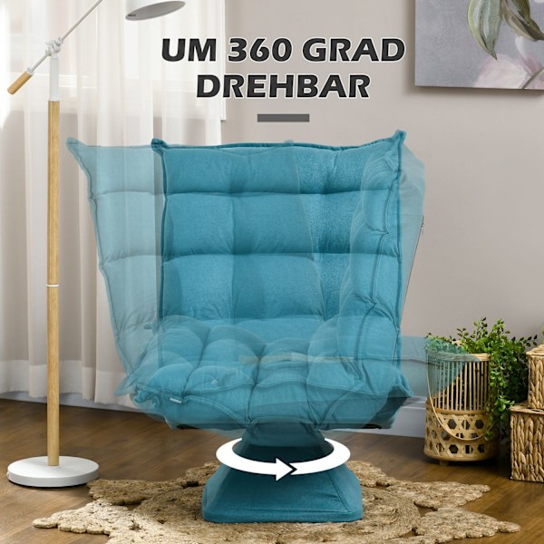 Gulvstol Justerbar Gulvsofa Drejelig Meditationsstol Relax Stol Lazy Sofa Dagligstue Kontor Blå