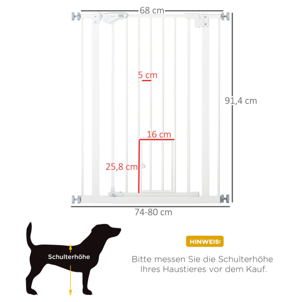 Oven Turvaportti Koirille Ja Vauvoille, Ei Porausta, Automaattinen Sulkeutuminen, 74-80 Cm, Porrassuoja