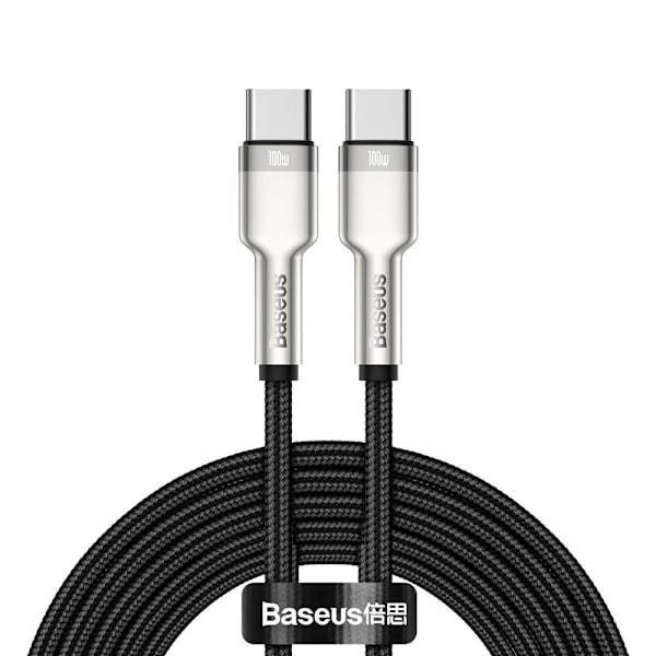 USB-C - USB-C kabel Cafule Metal Data Power Delivery 100W 2m - sort
