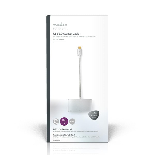 USB Multi-Port Adapter | USB 3.2 Gen 1 | USB-C™ Hane | USB-A Hona / USB-C™ Hona / VGA hona 15p | 5 Gbps | 0.20 m | Rund | Guldplaterad | Flätad / Nylo