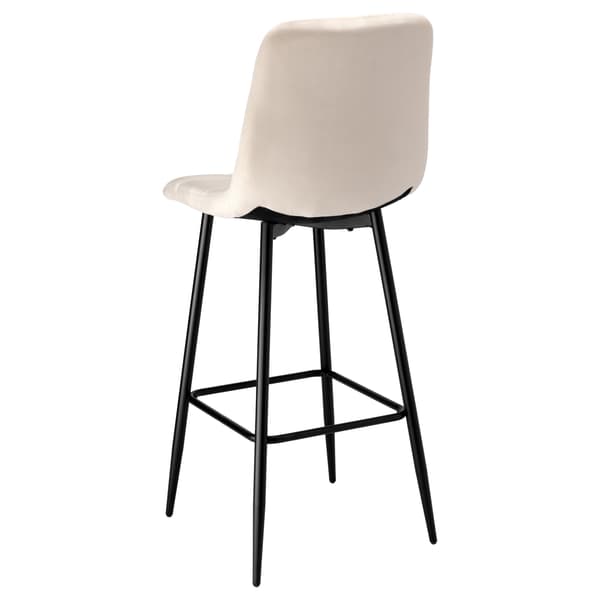 Baarituoli, beige sametti, tikattu istuin, metallirunko