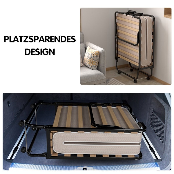 80 x 200 cm sammenklappelig gæsteseng foldeseng med madras lavet af memory foam beige lavet i Italien Oprindelse: Italien
