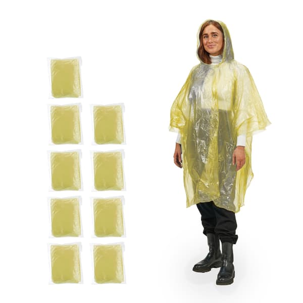 Engangs poncho sæt med 10 stk Yellow one size