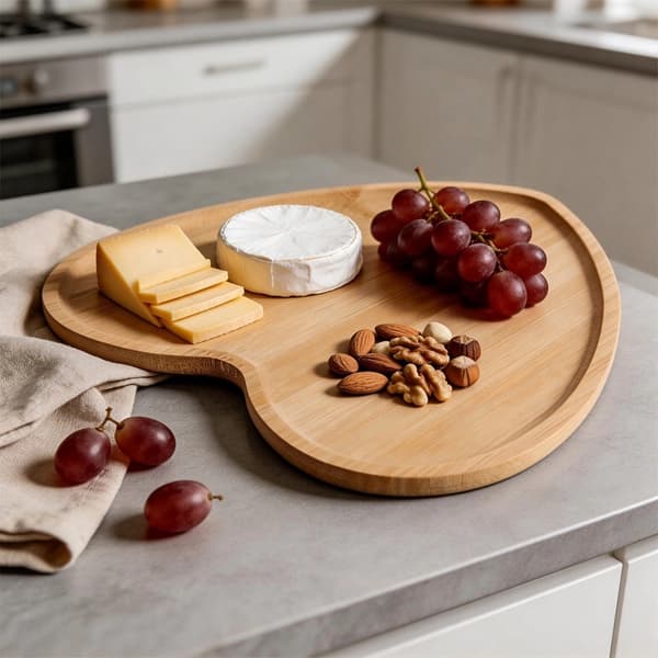 Hjärtformat snacksfat i bambu, 22x22 cm