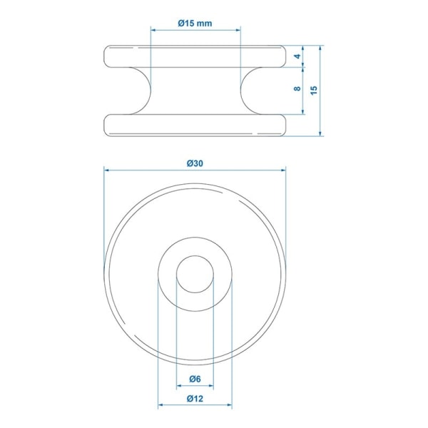 Köysikoukku pyöreä PVC Ø30 x 15 mm