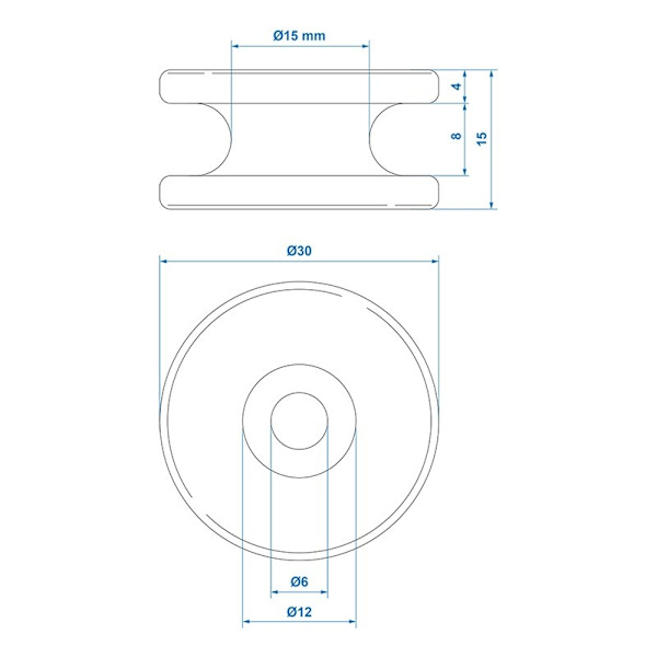 Rebkrog rund PVC Ø30 x 15 mm