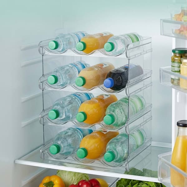 Stapelbart ställ för 12 flaskor, 4 nivåer, transparent plast