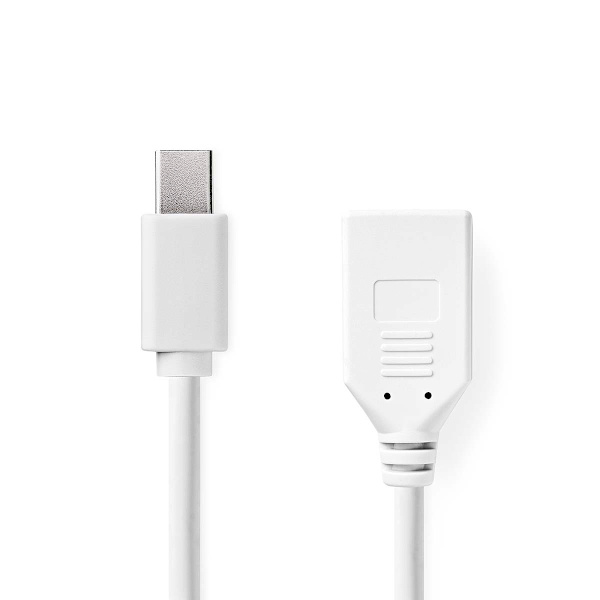 Mini DisplayPort kabel | DisplayPort 1.2 | Mini DisplayPort han | DisplayPort Hun | 21.6 Gbps | Nikkelplateret | 0.20 m | Runde | PVC | Hvid | Box