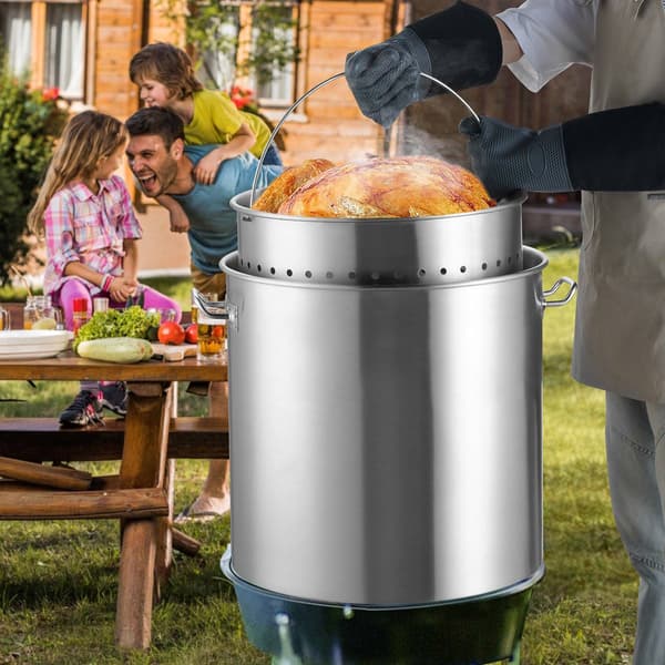 Rostfritt stålgryta 100 liter med korg och lock