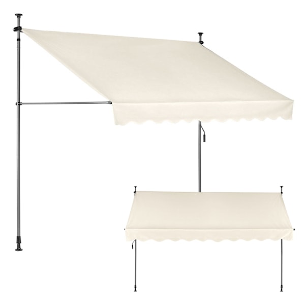 Balkong Solskyddsmarkis 300x120 cm, höjdjusterbar, vattentät med handvev Beige MultiGarden