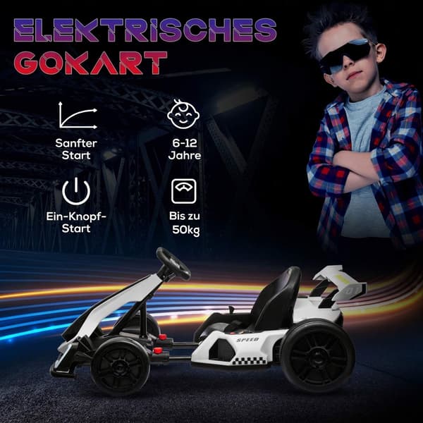 Elektrisk børne-gokart med drifttilstand og justerbart sæde