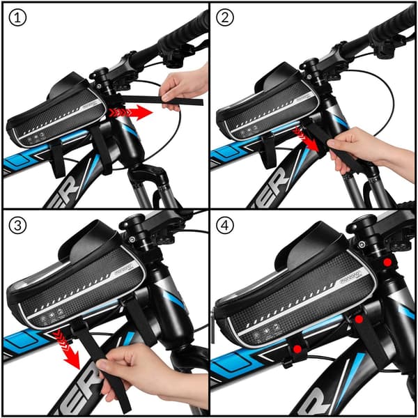 Cykelsteltaske, Vandtæt, Touchscreen, 0,85L, Sort