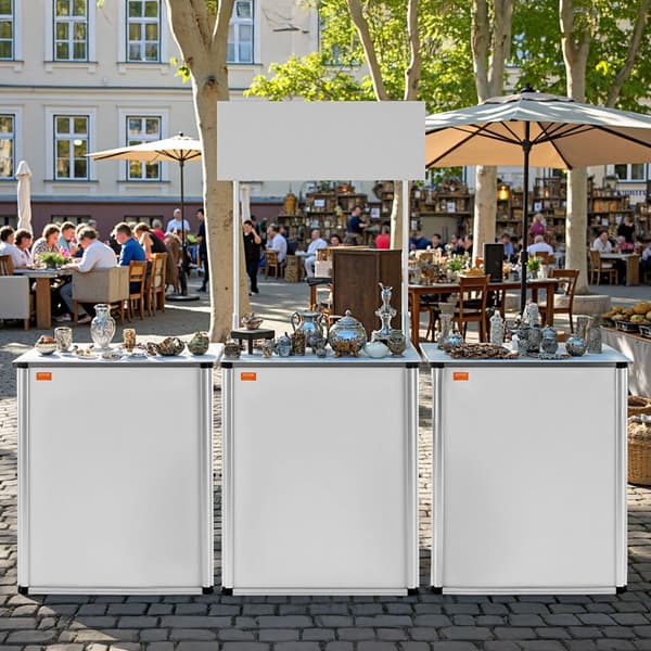 Bärbart mässbord, hopfällbart med förvaring