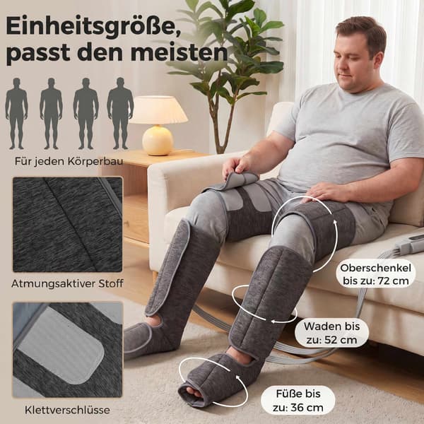 Benkompressionsmassageapparat med varme, 3 tilstande, 3 intensiteter