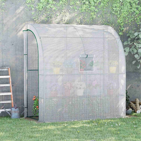 Folieväxthus tomatväxthus 200x100x215cm med nätfönster och rulldörrar UV-skydd i vitt för växter och trädgård