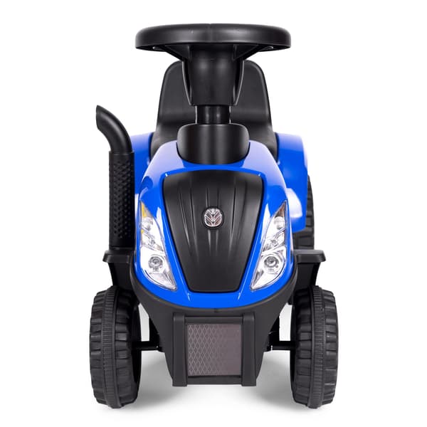 Ride-on traktor med trailer til børn, interaktivt rat, lyde, blå