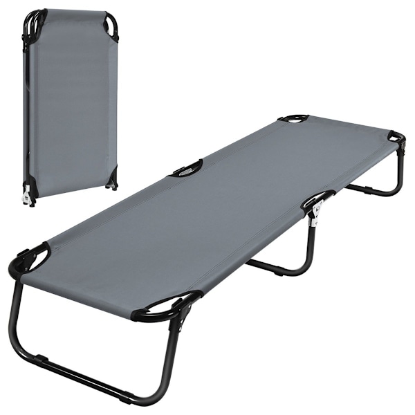 Campsäng campingsäng rymmer upp till 150 kg hopfällbar säng solstol säng camping solstol enkelsäng 191 x 56 x 31cm grå