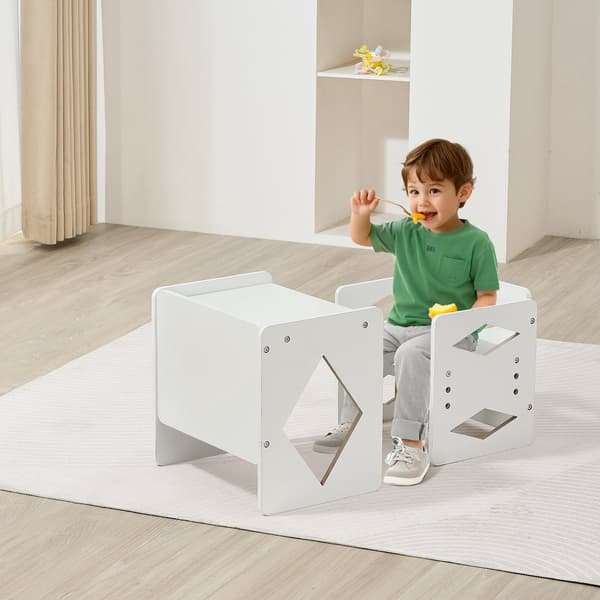 Montessori avvänjningsbord och stolsset, justerbart vit
