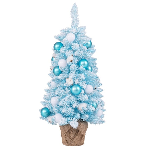 90cm minikeinotekoinen joulukuusi lumella ja amp; Sementtipohjainen joulukuusi Chirstbaum Blue