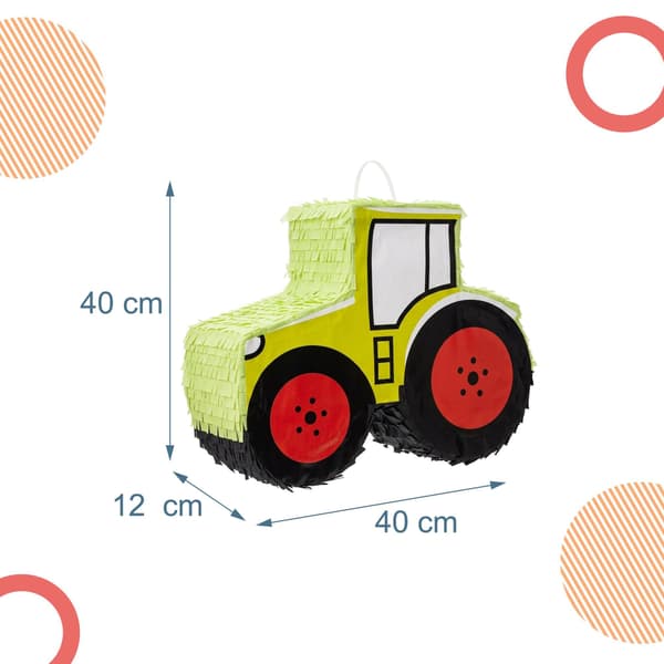 Traktor Piñata-sæt med pind og maske – 40 cm