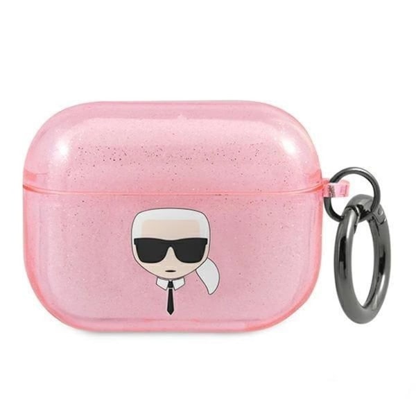 Karl Lagerfeld AirPods Pro -suojus kimaltelee Karlin pää - vaaleanpunainen