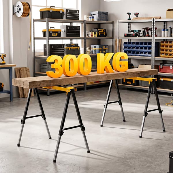 Foldbare savbukke, 2-pak, justerbare højder, gul
