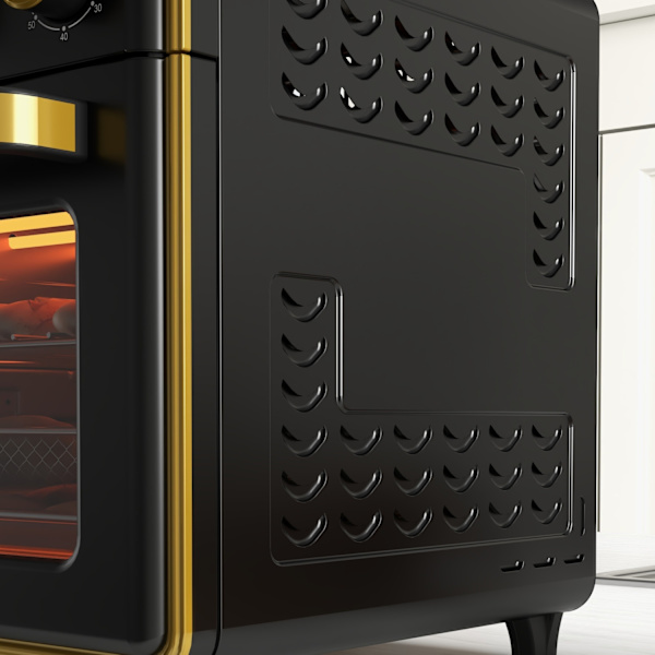 Miniuuni 20L, Pizzauuni Kiertoilmatoiminnolla, Kuumailmauuni Uunipellillä, Grilliritilä, 90-230℃, 1400 W Sähköinen Miniuuni 1 Tunnin Ajastimella