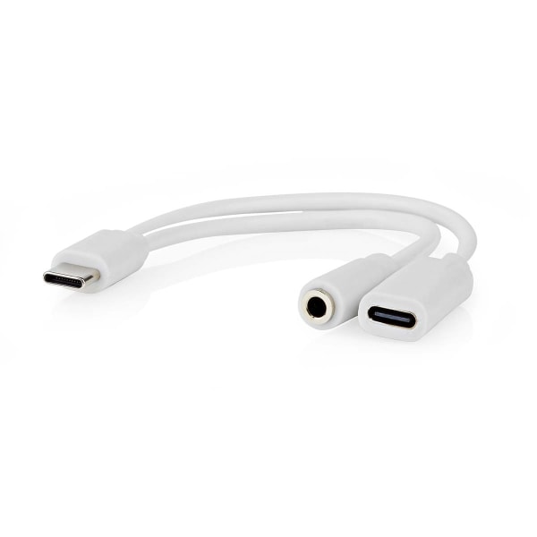 USB-C™ Sovitin | USB 2.0 | USB-C™ Uros | USB-C™ Naaras / 3.5 mm naaras | 0.10 m | Pyöreä | Niklattu | PVC | Valkoinen | Laatikko
