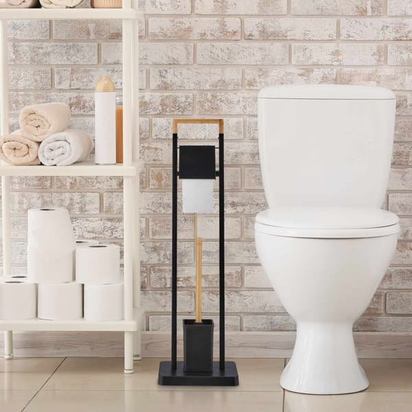 Toiletstol i bambus og rustfrit stål