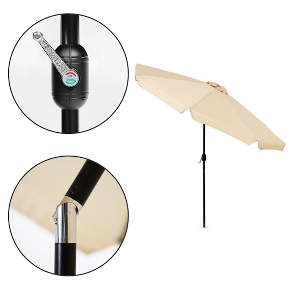 Haveparaply stor 3m diagonal knækket med en krumtap beige